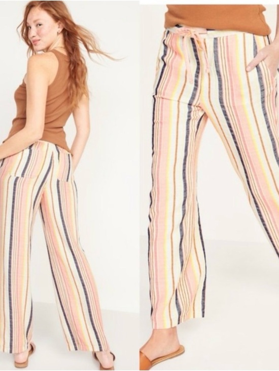 Old Navy Pants - Old Navy High-Waisted Linen-Blend Wide-Leg Pants Size Large
